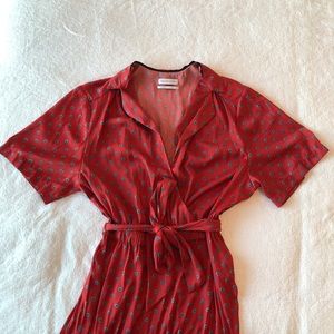 Urban Outfitters patterned red silky jumpsuit